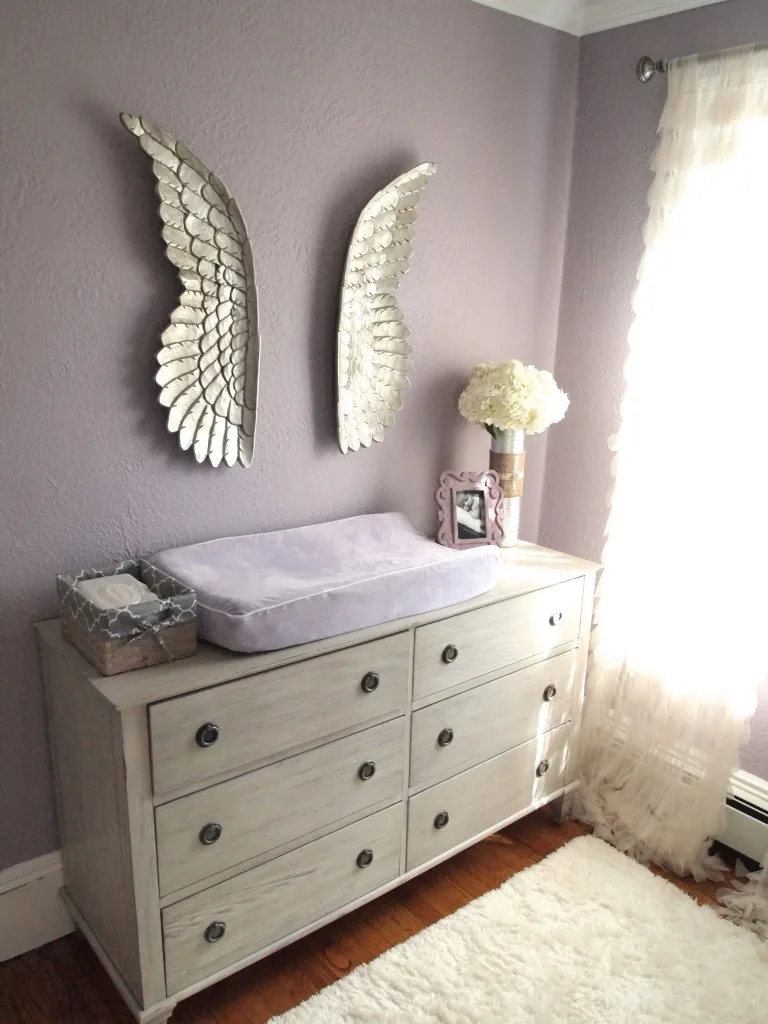 Purple Nursery with Silver Angel Wings - Project Nursery