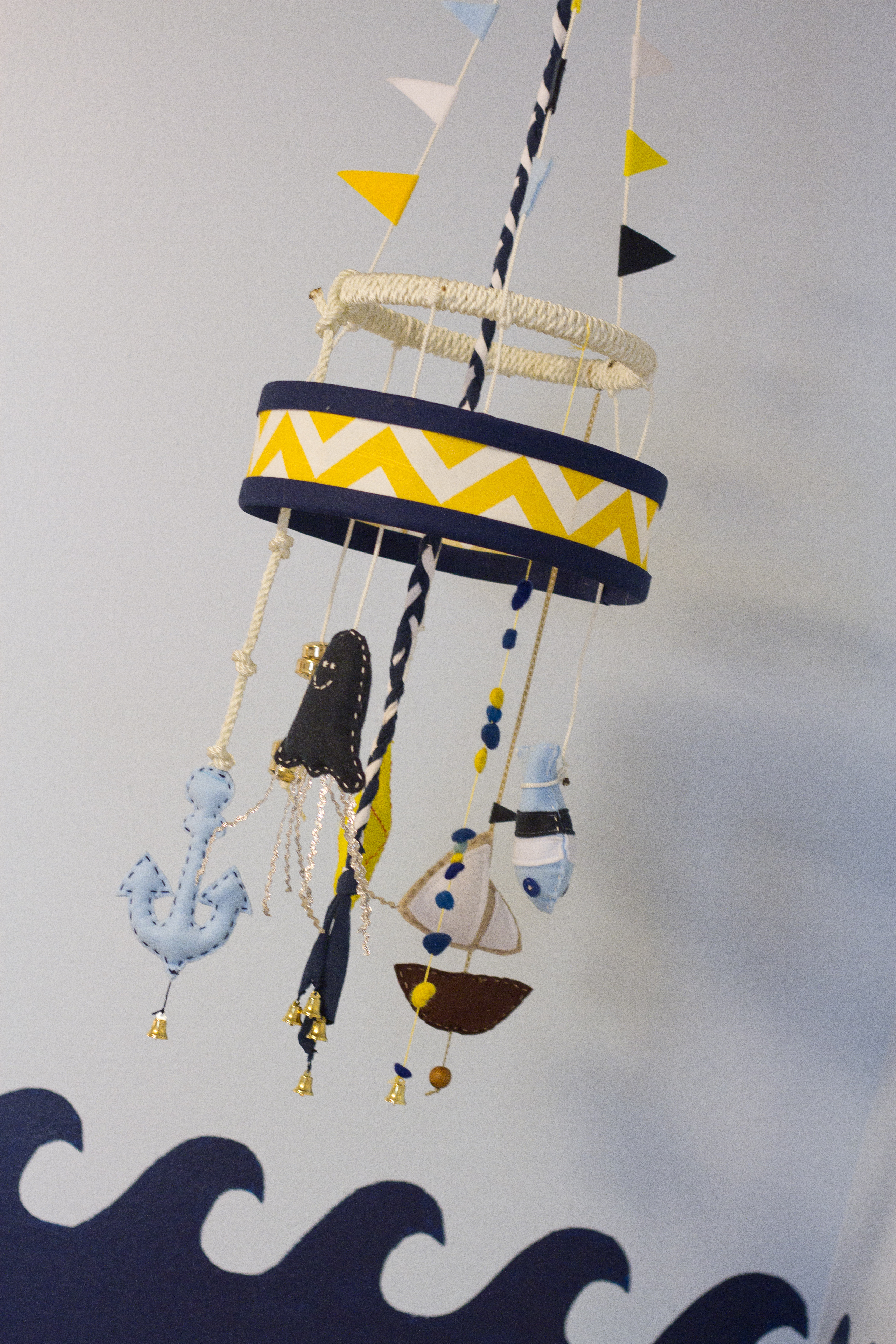 DIY Nautical Navy, Sky Blue and Yellow Mobile