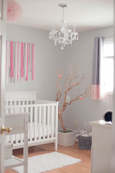 Gray and Pink Themed Nursery