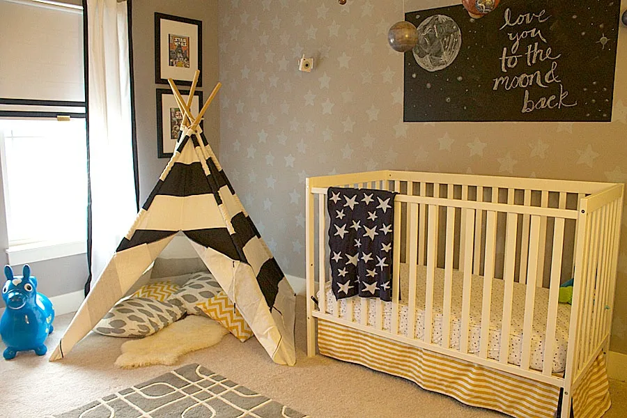 Whimsical Nursery with Stenciled Star Accent Wall - Project Nursery