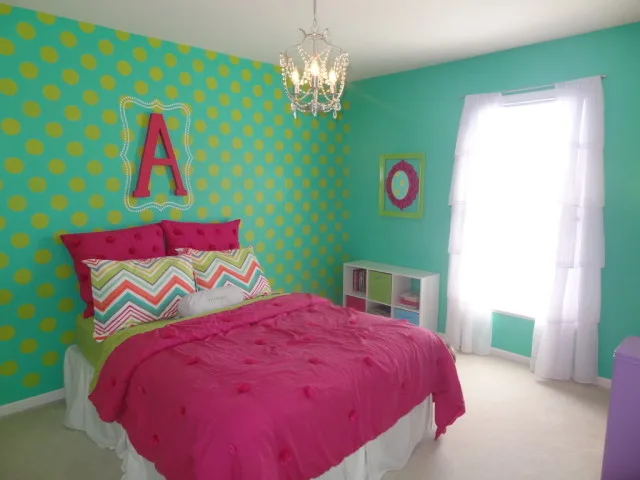 Colorful Big Girl Room with Polka Dot Accent Wall - Project Nursery