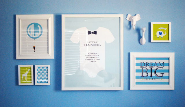 Pool Blue Nursery with White Gallery Wall