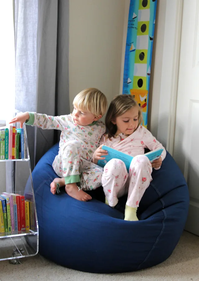 Bean Bag Chair and Acrylic Book Case by Land of Nod