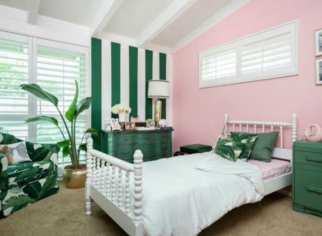 Chic Pink and Green Big Girl Room