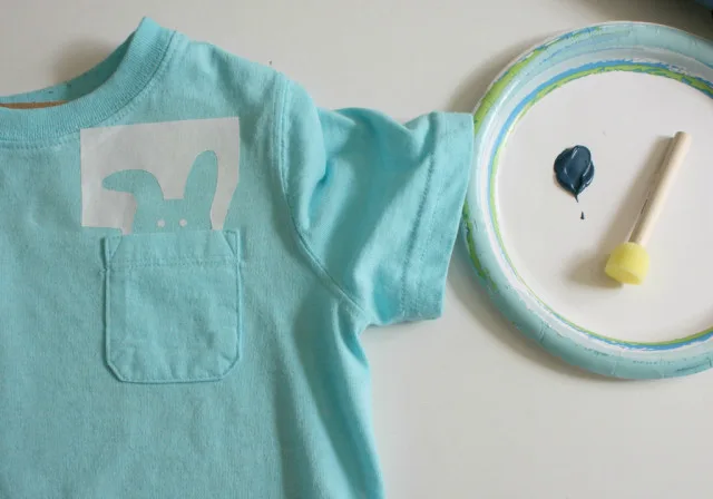 Freezer Paper Stencil Bunny Shirt - Project Nursery