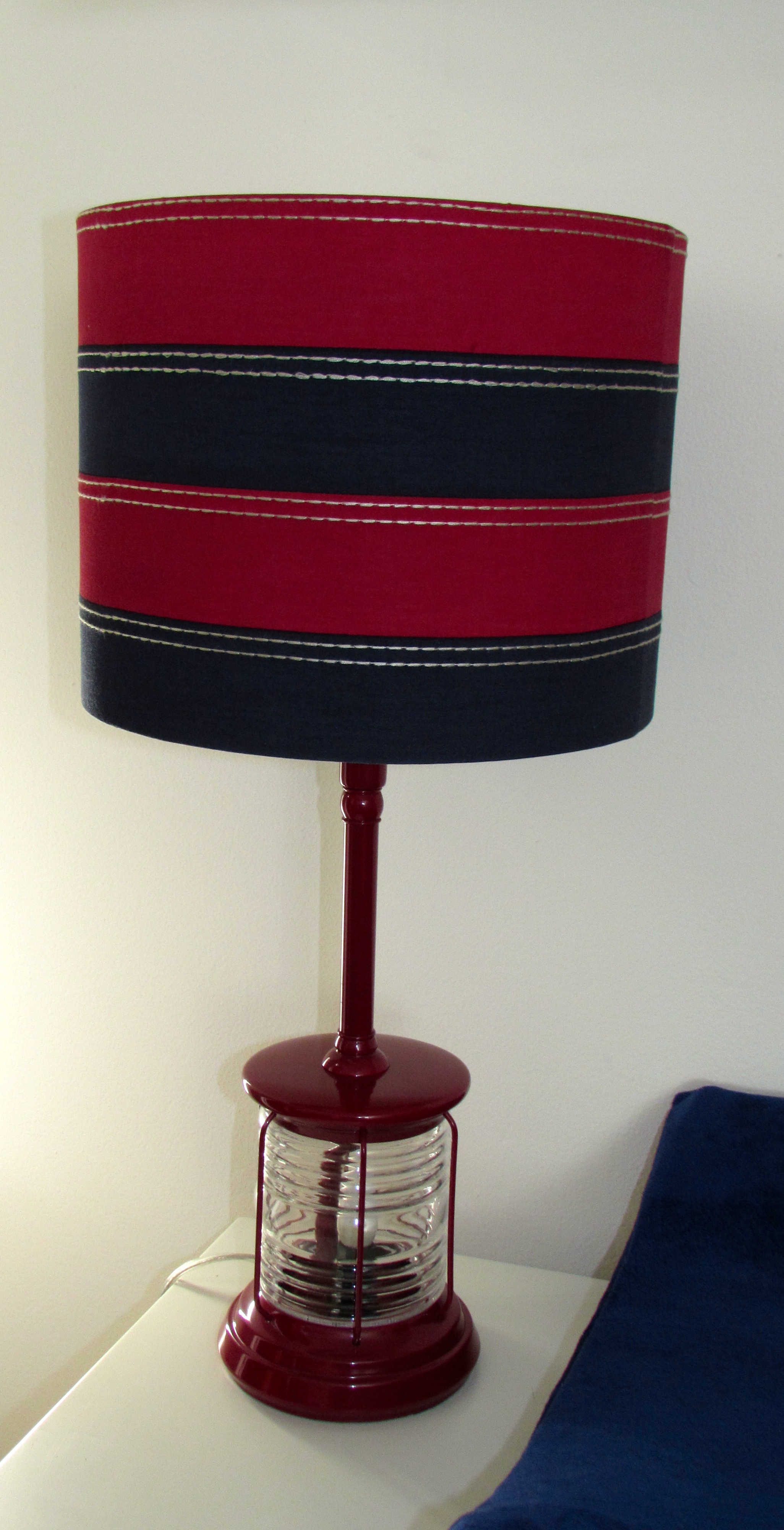 Navy and Red Lantern Lamp