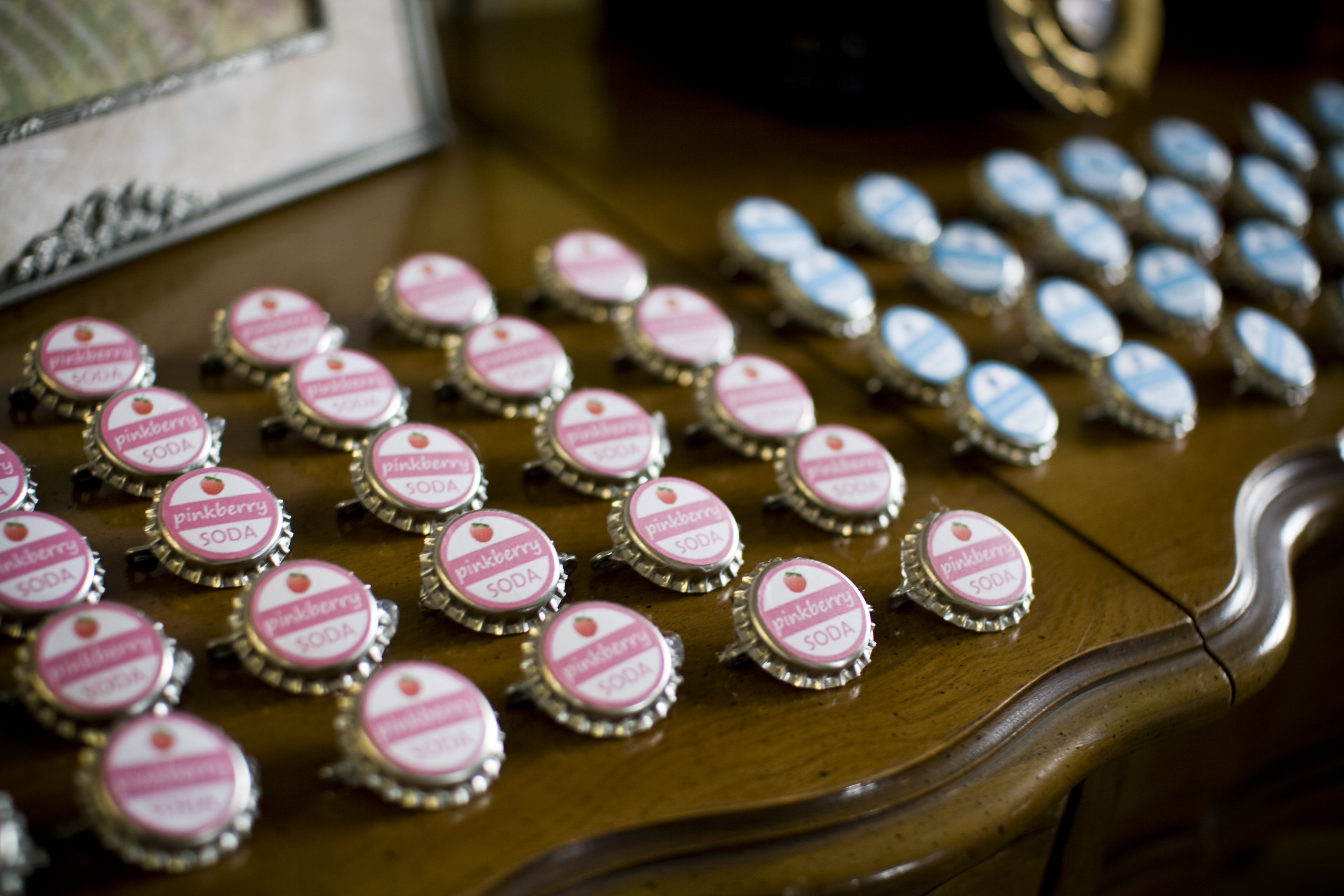 Pink and Blue Bottle Caps for Gender Reveal