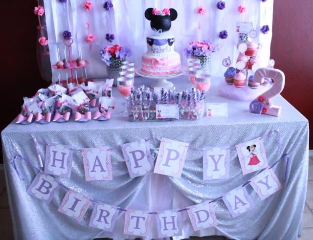 Princess Minnie Birthday Party Dessert Table