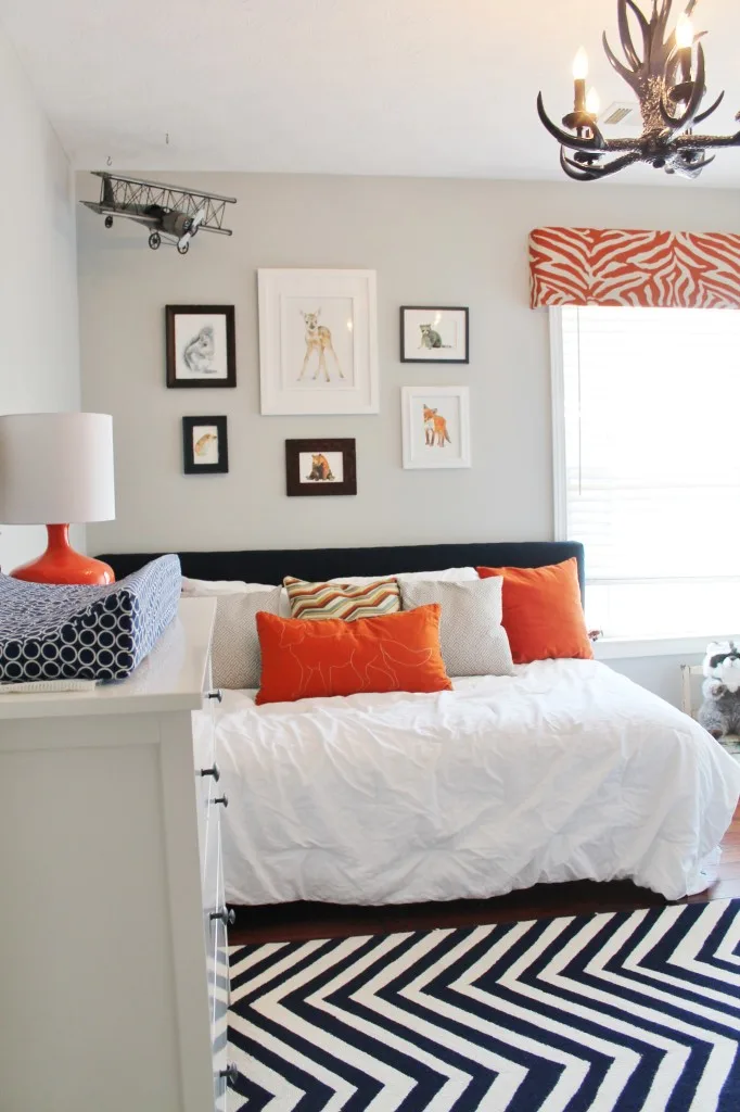 Modern Navy and Orange Woodland Nursery - Project Nursery