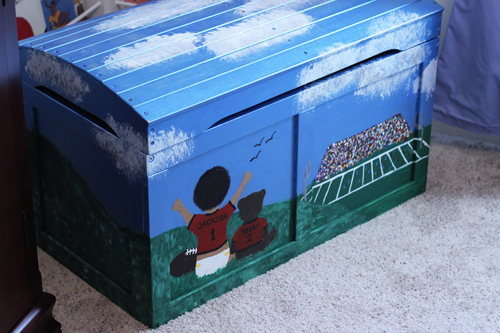 Football Inspired Toy Box Mural