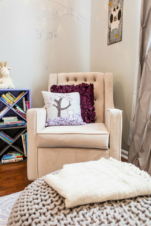 Reading Nook in Purple and Taupe Nursery