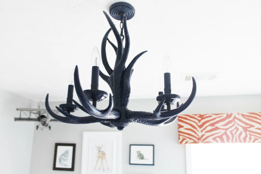 Navy Blue Antlers Chandelier - Project Nursery