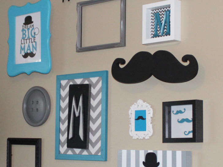 Mustache, Chevron and Stripes Gallery Wall