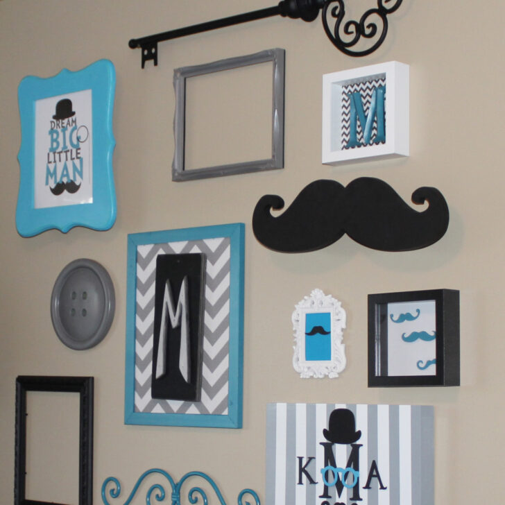 Mustache, Chevron and Stripes Gallery Wall