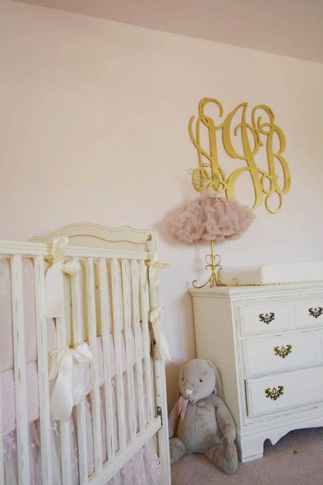 Girls Gold Nursery Letters, Pink and Gold Nursery Letters, White