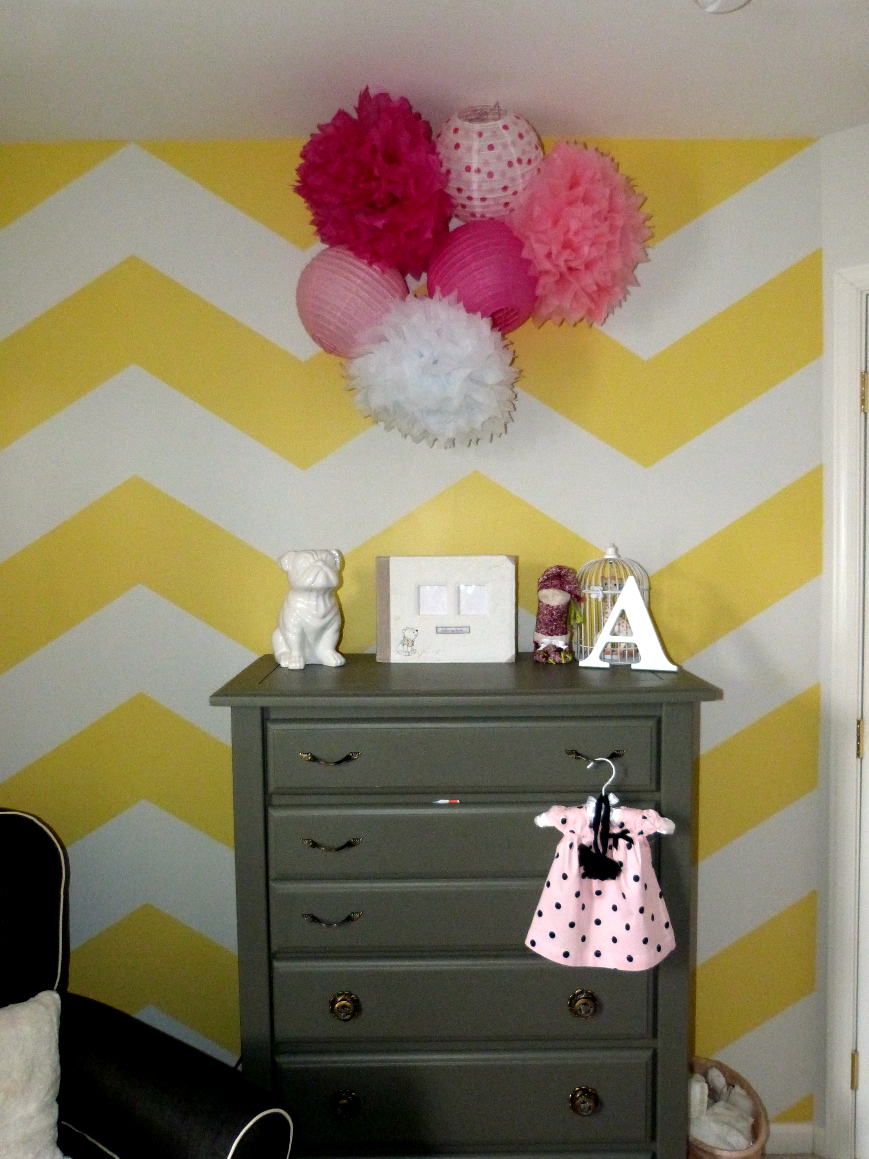 Yellow and White Chevron Accent Wall for the Nursery
