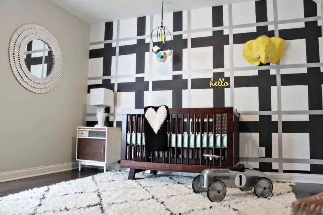 Boy's Nursery with Plaid Accent Wall - Project Nursery