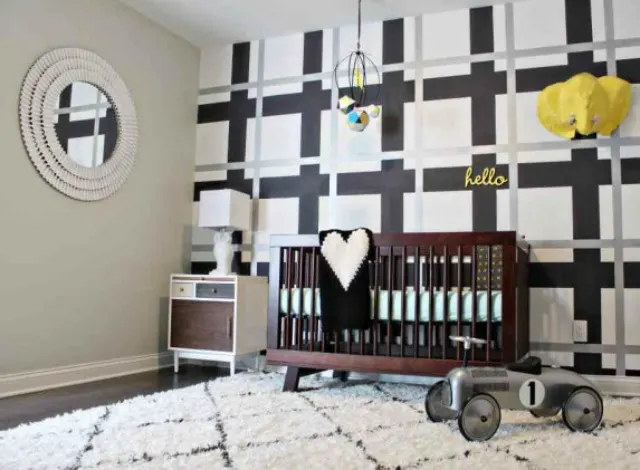 Boy's Nursery with Plaid Accent Wall - Project Nursery
