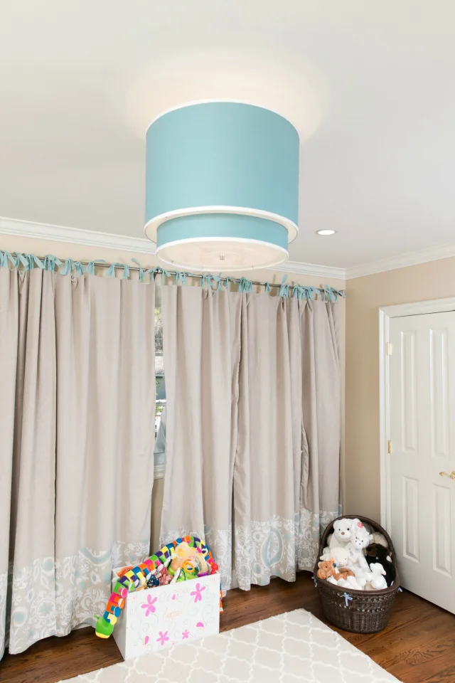 Nursery with Aqua Ceiling Light