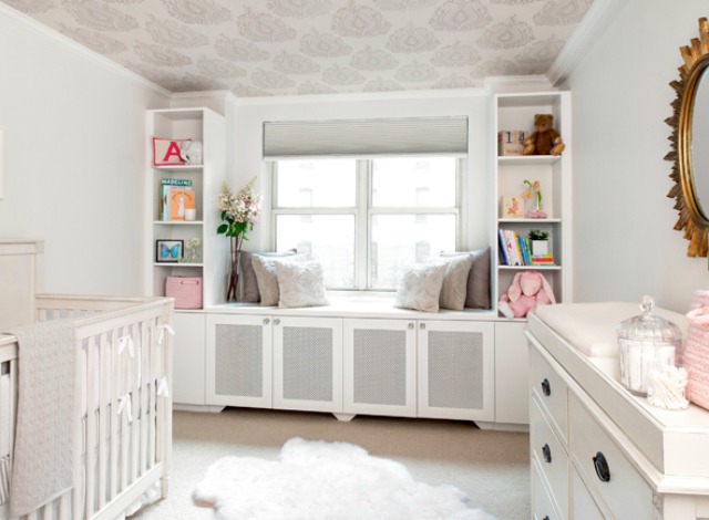 Nursery Built-In Bookshelves and Window Seat