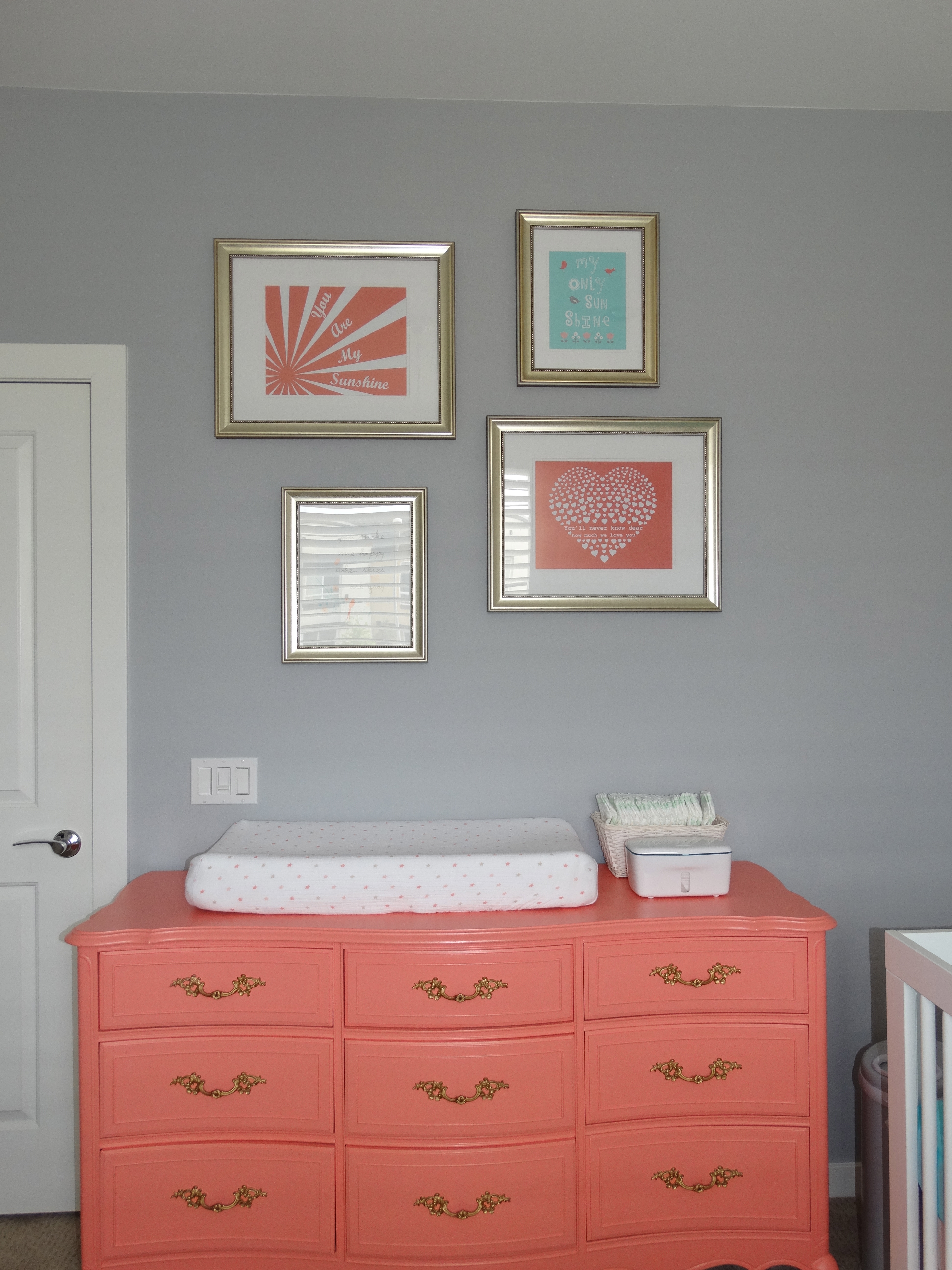 Refinished Vintage Dresser Painted with Benjamin Moore Coral Gables