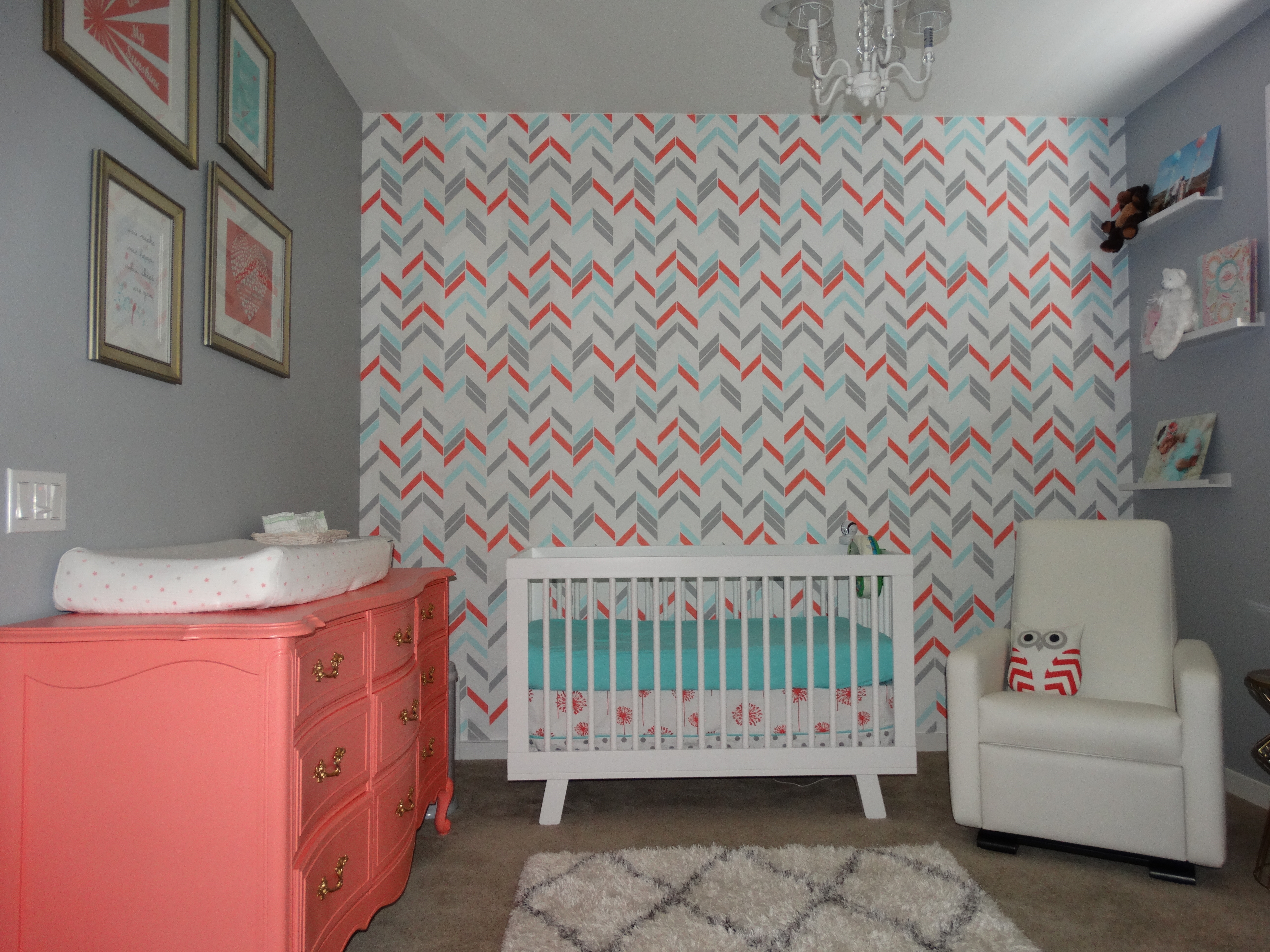 Stenciled Herringbone Wall