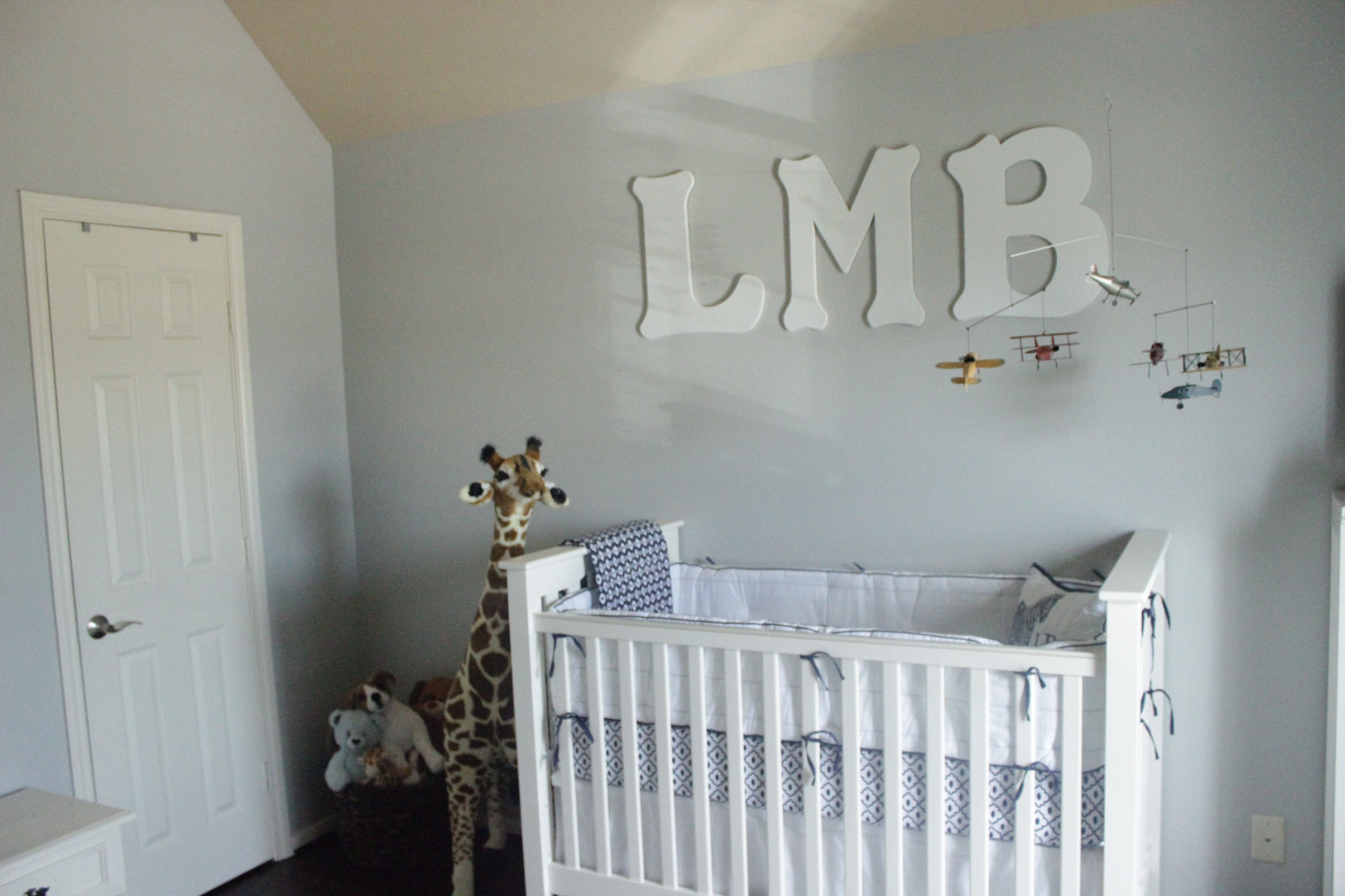 Gray and Navy Modern Safari Nursery