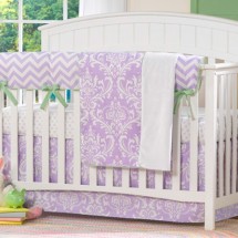 Lavender Damask Crib Bedding from Liz and Roo