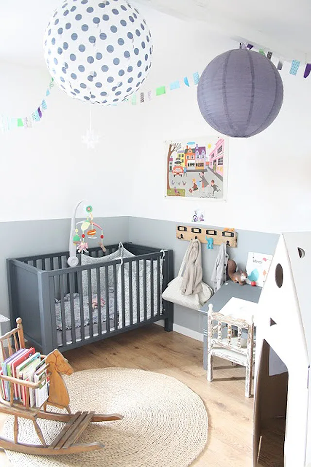 Gray Nursery with Natural Jute Rug