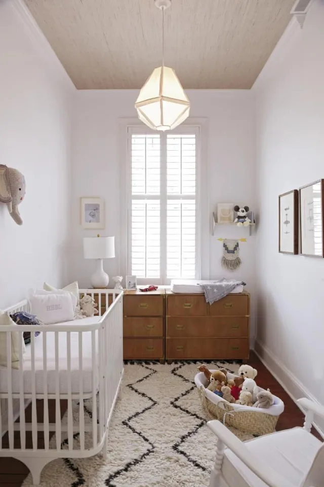 Modern Neutral Nursery with Moroccan Shag Rug