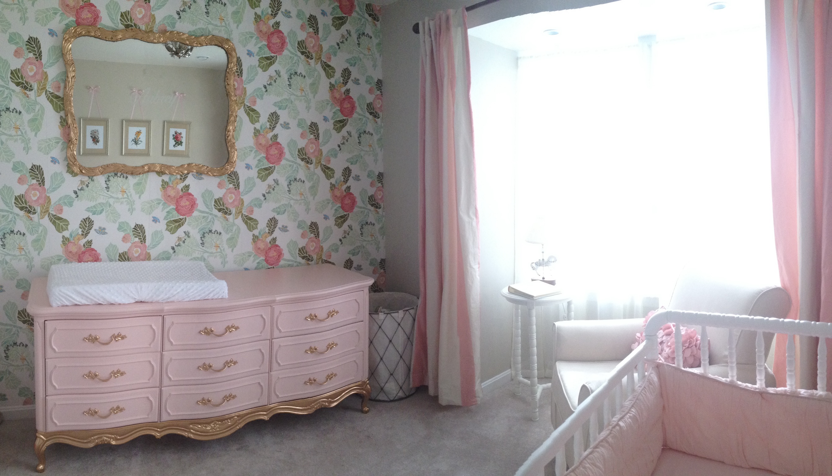 Refinished Pink and Gold Dresser