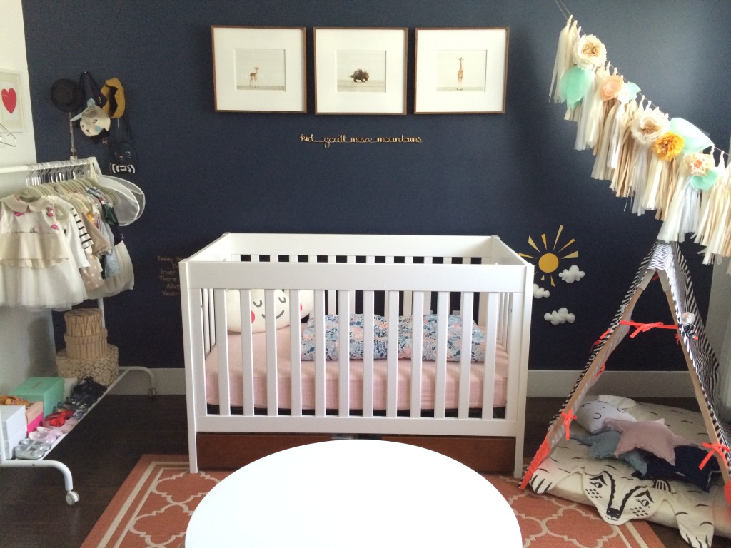 navy and coral nursery