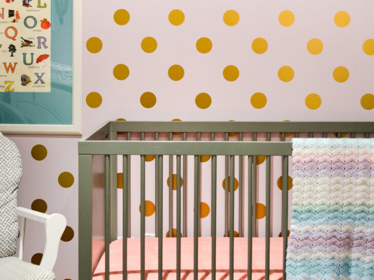 Gold Polka Dot Accent Wall for the Nursery