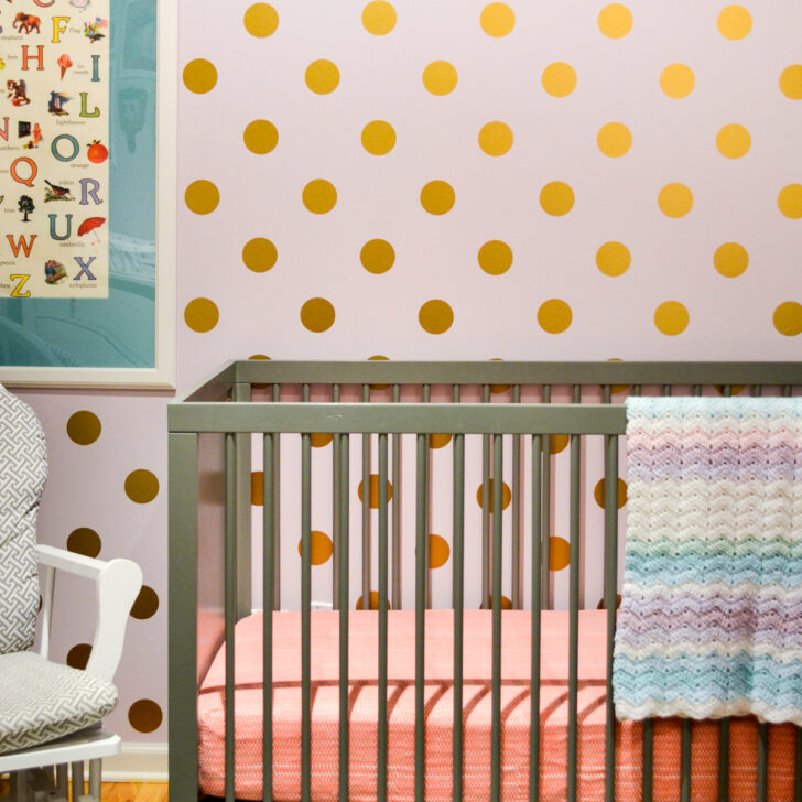 Gold Polka Dot Accent Wall for the Nursery