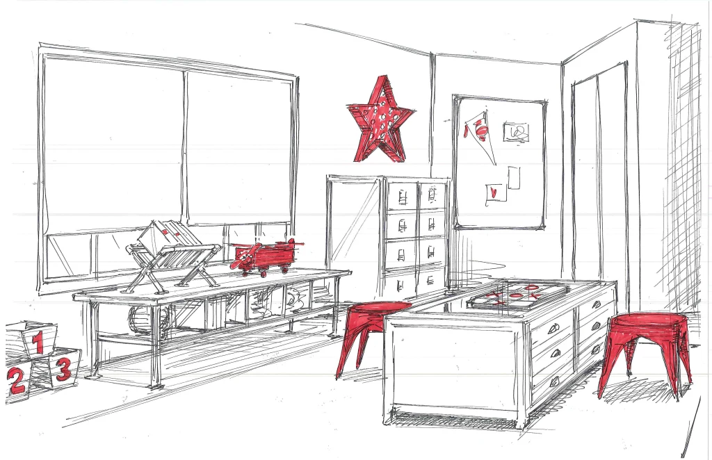 Sketch of Boy's Room by RH Baby & Child