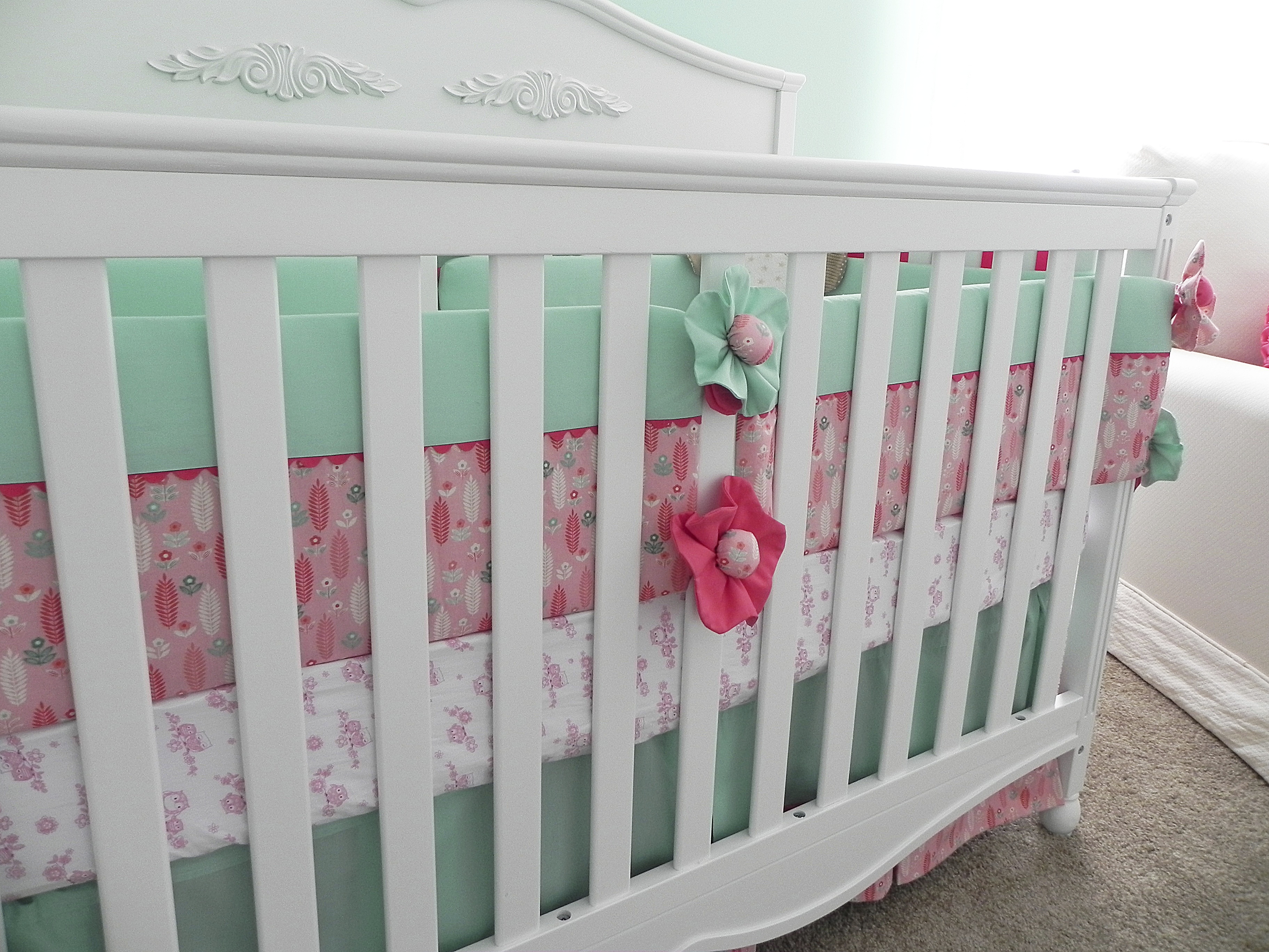 Coral and teal baby bedding on sale