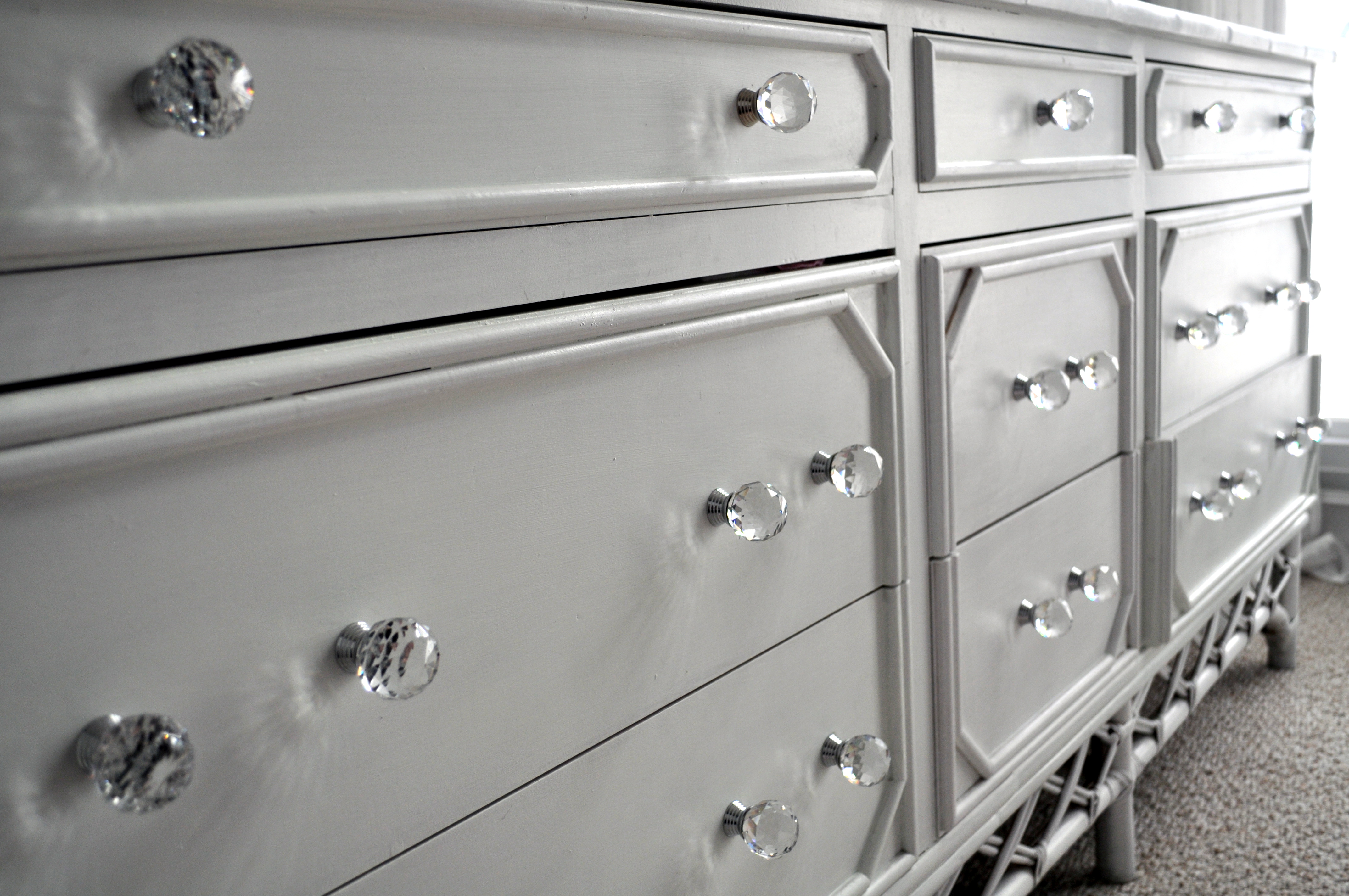 Repainted Vintage Dresser with Crystal Knobs