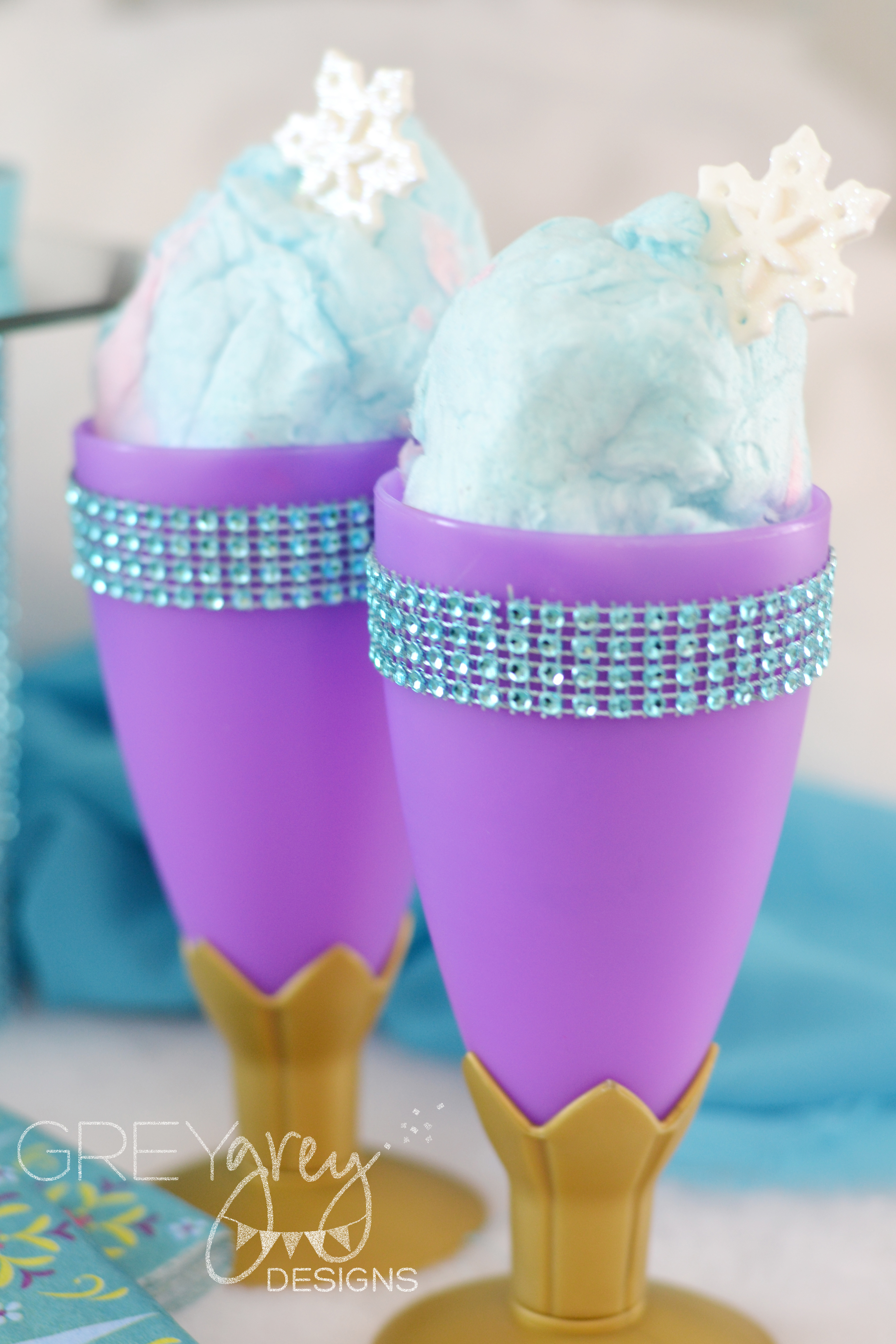 Cotton Candy in Goblets Embellished with Rhinestone