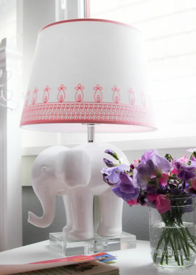 Elephant Lamp with Embroidered Shade - Project Nursery