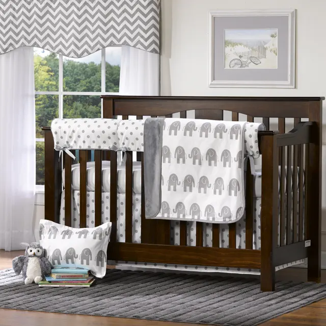 Gray Elephant Crib Bedding Set from Liz and Roo