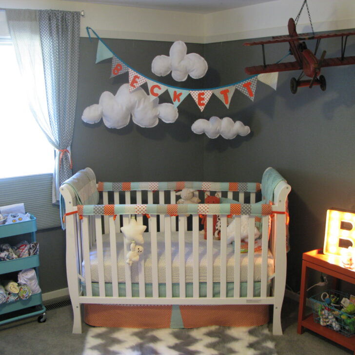 Vintage Airplane Hanging Above Crib