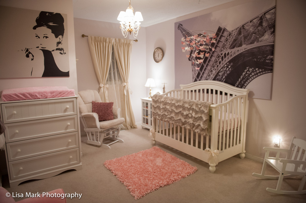 pink and gold nursery bedding