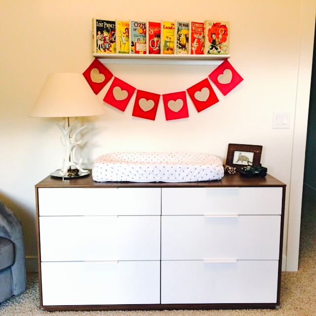 Dresser with Vintage Oz Books and Heart Banner