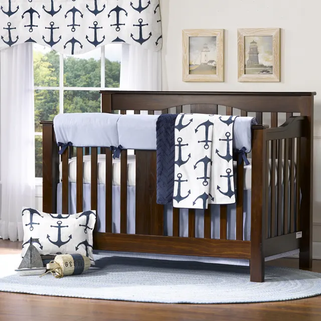 Navy Blue Nautical Crib Bedding Set from Liz and Roo