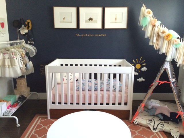 Eclectic Navy and Coral Girl's Nursery - Project Nursery