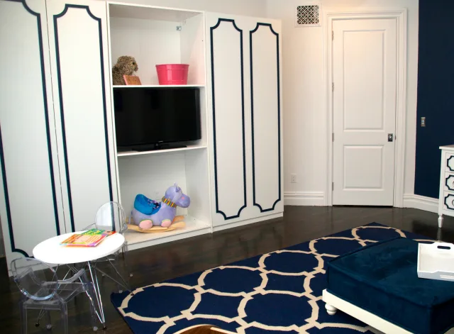 Modern Navy Playroom Storage