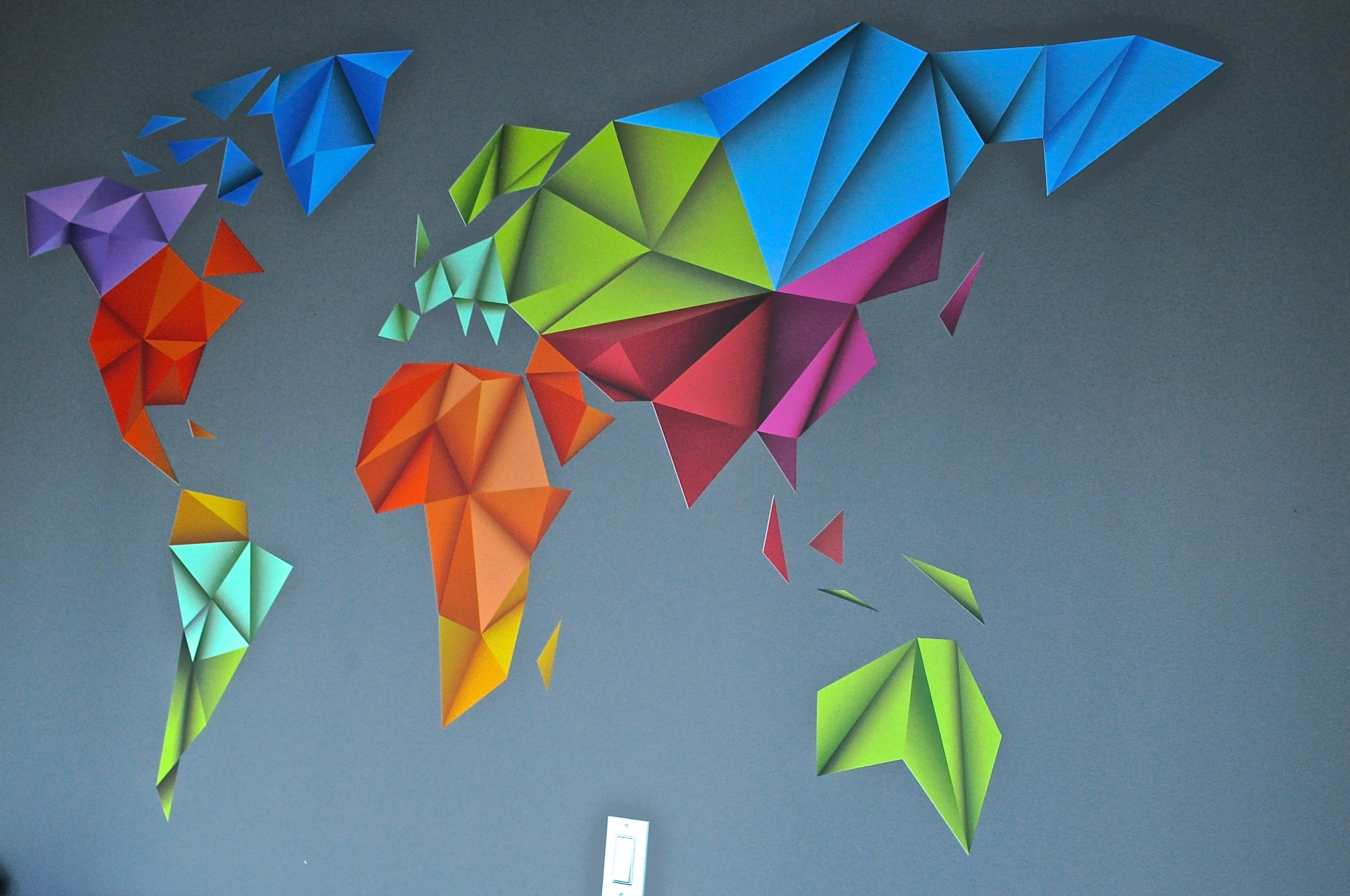 Origami World Map Wall Decal