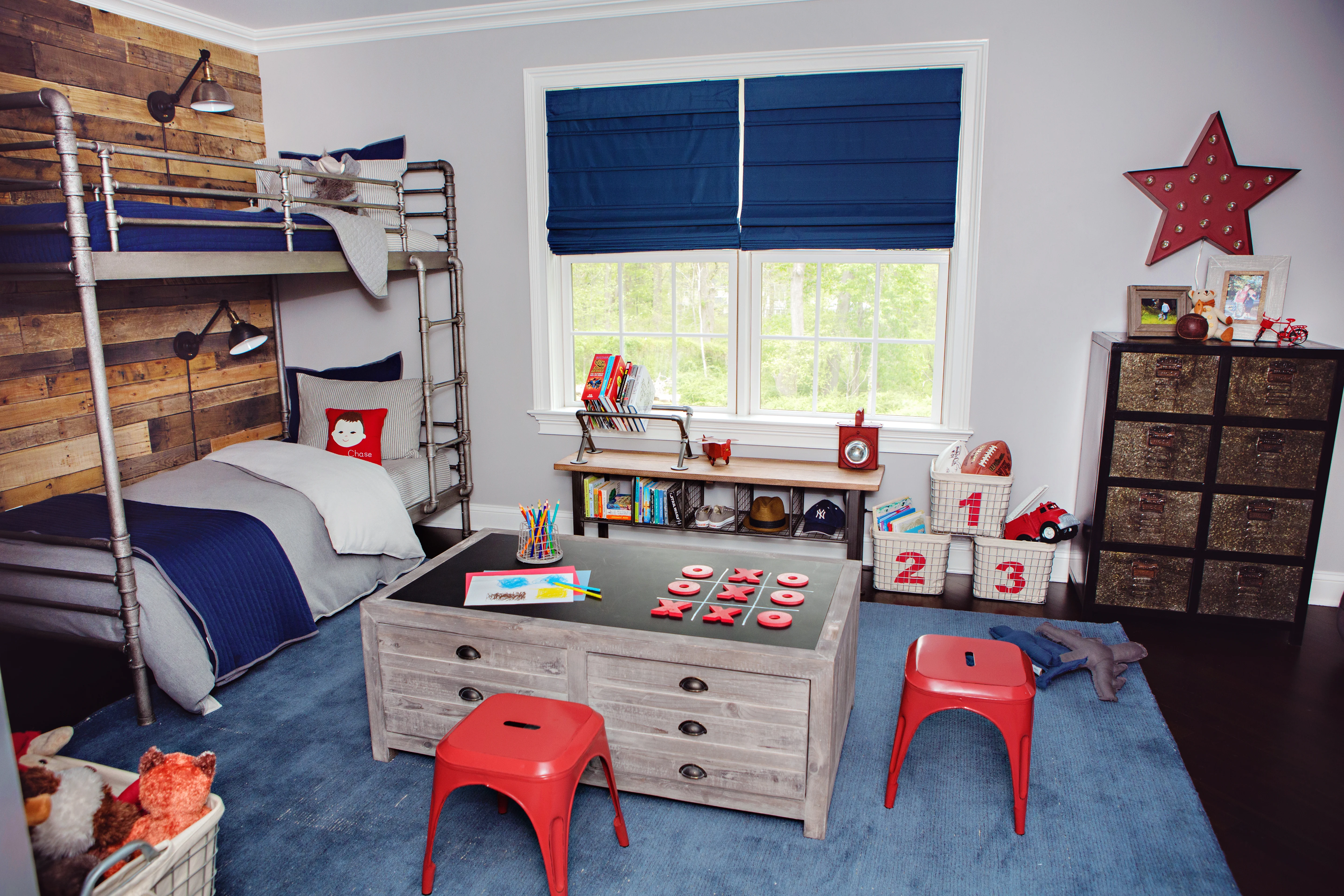 Red, Navy and Gray Boy's Room