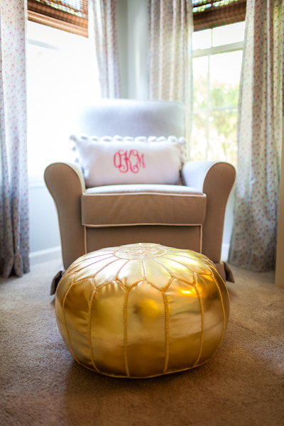 Gold Moroccan Pouf in this Whimsical Nursery