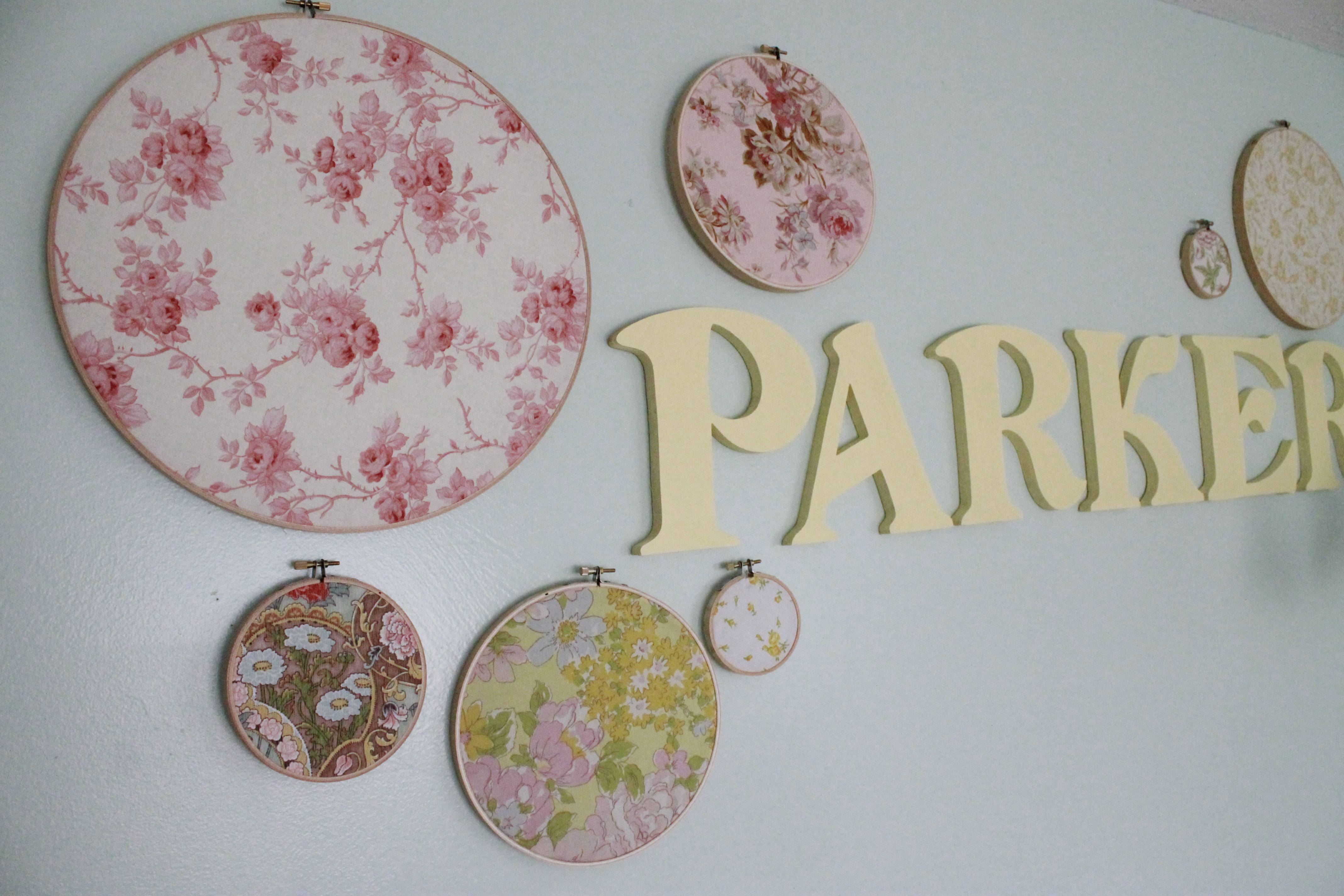 Embroidery Hoops with Vintage Fabrics